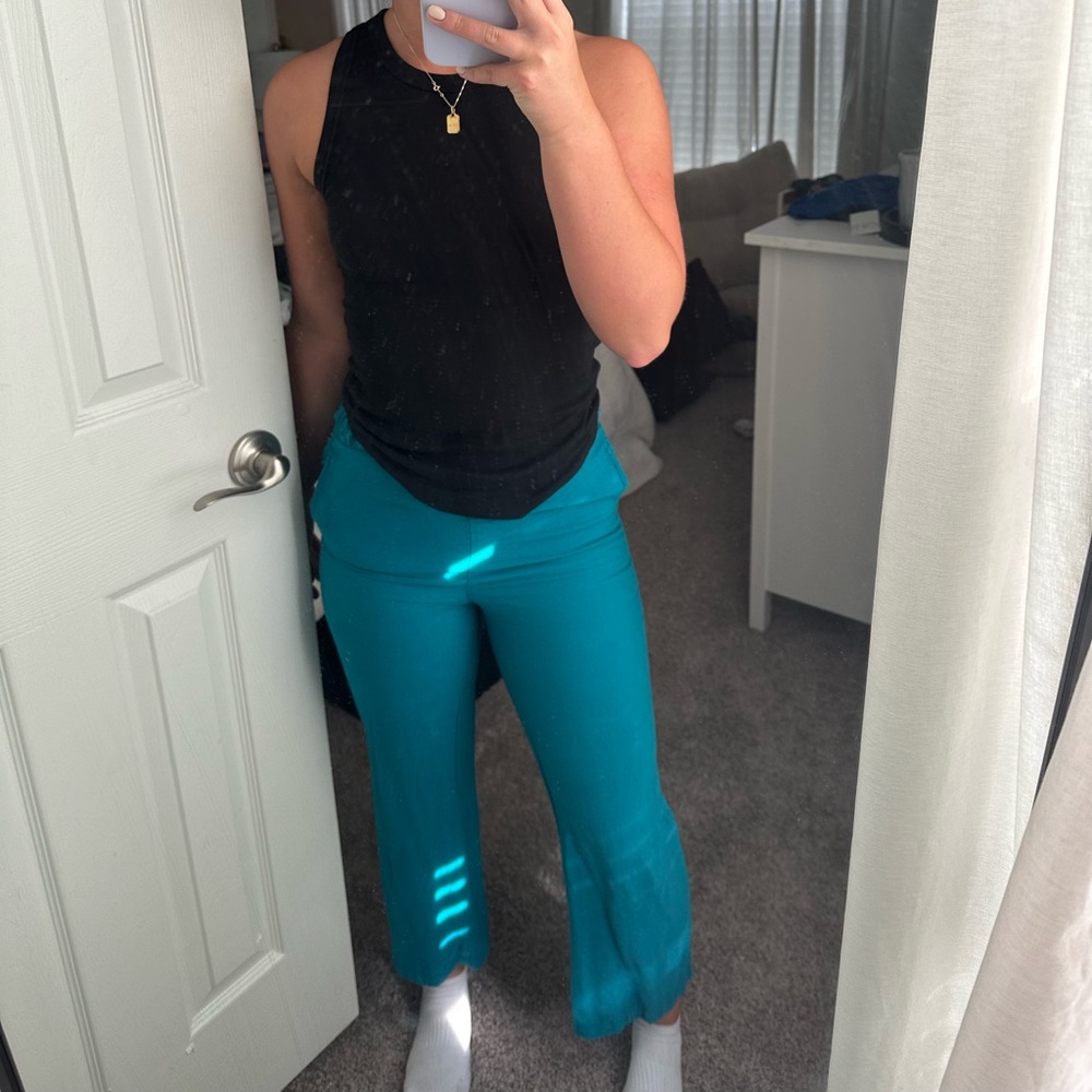 teal linen pants size small